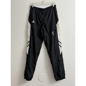 Adidas Windbreaker Pants Black White Stripe Mens S Baggy Mesh Vintage Y2K